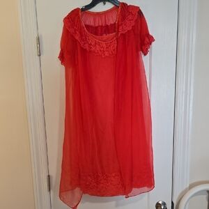 Chic Red Dress with Lace Details